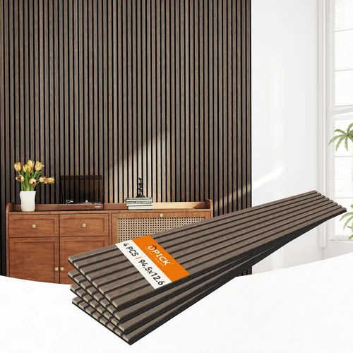 Miniatura 16 de Upick Paneles de pared acústicos de MDF, paquete de 5 paneles de madera de listones 3D de 3.9 x 4.7 pulgadas para pared, paneles insonorizados