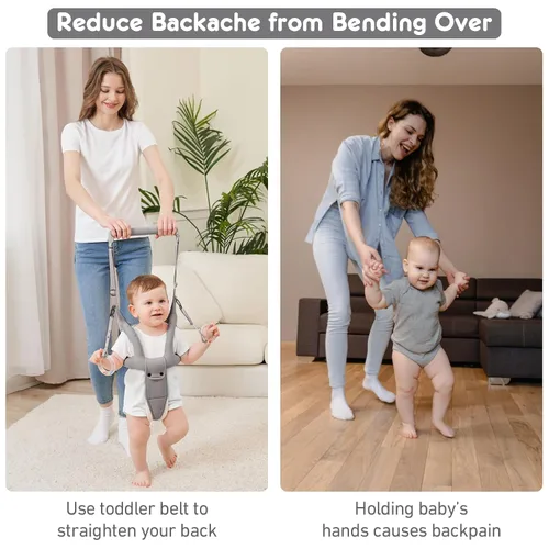 Miniatura 4 de Ayudante para caminar para bebés, arnés de mano para caminar, cinturón de asistente para caminar para bebés, soporte de pie para niños pequeños, Gris