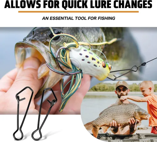 Miniatura 5 de Broches de pesca de alta resistencia inoxidable bonitos broches de pesca clips de pesca señuelo gancho conector cambio rápido cerradura agua salada