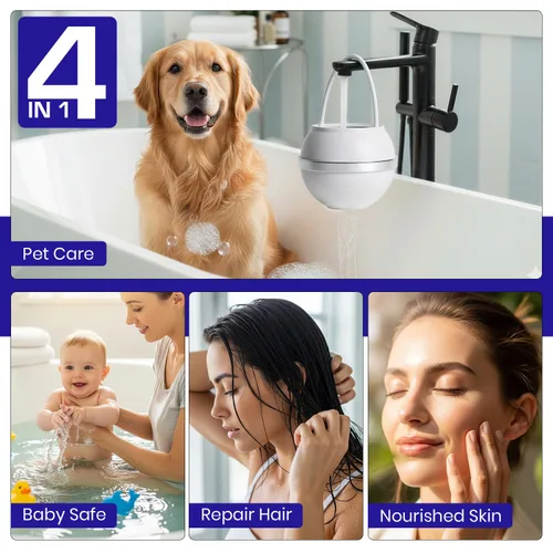 Miniatura 6 de Crystal Quest Paquete de filtro de bola de baño y cartucho de repuesto - Sistema de filtro de agua - Reduce contaminantes para una piel más suave