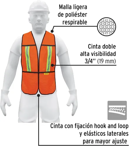 Miniatura 2 de Chaleco de seguridad con tiras reflectantes, naranja