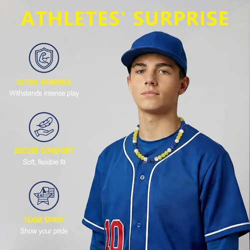 Miniatura 3 de Collar de béisbol con cuentas para hombre, colección Bling Ice, de 16 a 20 pulgadas, ideal para equipos de béisbol y entusiastas Arctic Ice