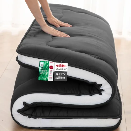 Auemtyn Colchón japonés de suelo, colchón de futón japonés de 4 pulgadas, futón Shiki plegable y portátil (shikibuton), tapete de tatami grueso Negro