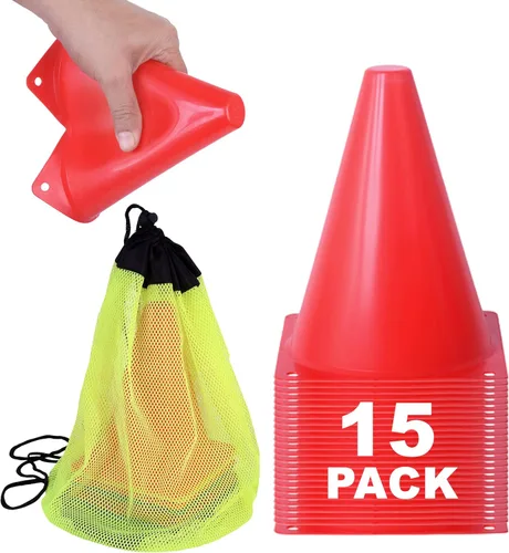 Miniatura 8 de Athllete Conos para entrenamiento deportivo, 7 pulgadas de alto y visibles, duraderos y fáciles de manejar, ideales para todo tipo de conos