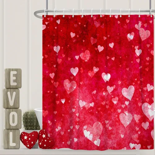 Miniatura 12 de Cortina de ducha de San Valentín para baño, 48 x 72 pulgadas, celosía, corazones de amor, impermeable, para tina, tina de caravana, rayas blancas