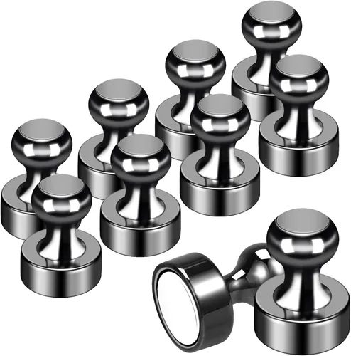 Paquete de 10 imanes de nevera para adultos, imanes de metal fuerte, imanes redondos pequeños para refrigerador, pizarra blanca, casillero, pizarra
