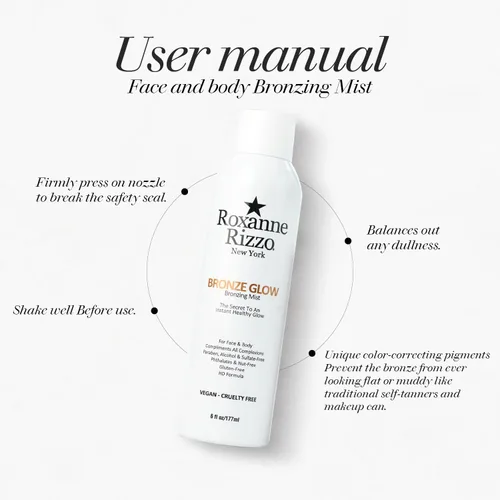 Miniatura 2 de Bronze Glow - Spray bronceador instantáneo para rostro y cuerpo - Bruma bronceadora hidratante - Se mezcla en todos los tonos de piel - Spray