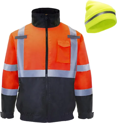 Miniatura 7 de JORESTECH Chaqueta y gorro de seguridad reflectante de alta visibilidad impermeable ANSI