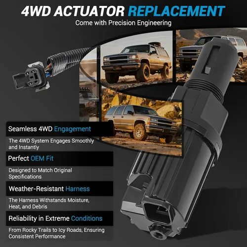 Miniatura 6 de Kit de actuador y arnés 600-490 4WD Compatible con GMC K1500 K2500 K3500 Yukon/Chevrolet K1500 K3500 Tahoe Blazer Suburban 4WD Actuador eléctrico