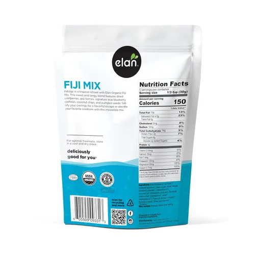 Miniatura 2 de Elan Mezcla Orgánica de Fiji, 4.8 oz, Sin OGM, Sin Gluten, Vegana, Kosher, Frutas Secas (Bayas de Goji Secas, Arándanos Secos), Nueces Infundidas