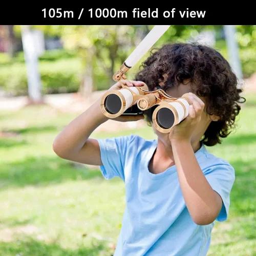 Miniatura 9 de Lentes binoculares de ópera para telescopio, 3 x 25, mini gafas de teatro portátiles con transporte, binoculares de teatro compacto con mango