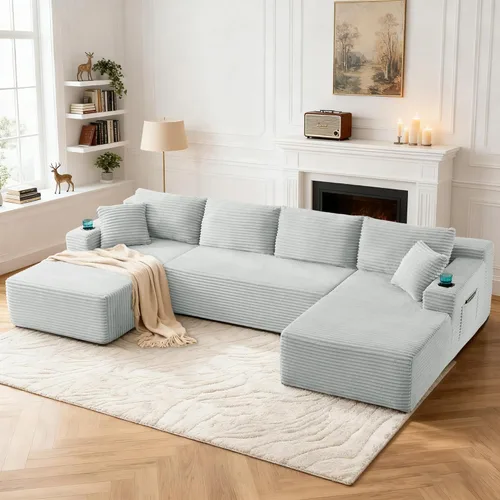 Miniatura 13 de Tmsan Sofá de 3 plazas sin hueso de 80.7 pulgadas para sala de estar con portavasos y asiento profundo de 26 pulgadas, bolsillos laterales, sofá