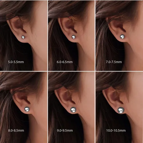 Miniatura 23 de YAMI Black/Grey/White Pearl Earrings, Real Cultured Pearl, 925 Sterling Silver Stud Earrings Plated with 18K Gold, Classic & Elegant Jewelry Gifts