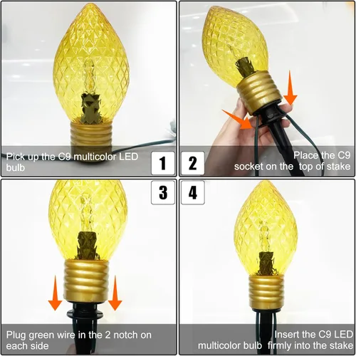 Miniatura 3 de Luces de camino de Navidad Jumbo C9 para exteriores, luces de Navidad jumbo de 7 pies con estacas de marcador de camino y 4 bombillas LED