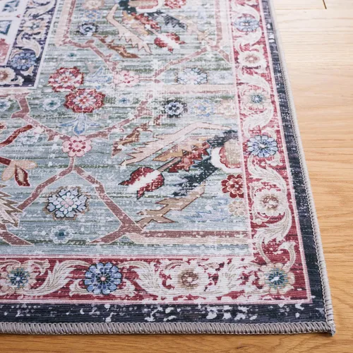 Miniatura 4 de SAFAVIEH Alfombra lavable Tucson Collection - 6 x 9 pies, resistente al óxido y azul marino, antideslizante, ideal para zonas de alto tráfico