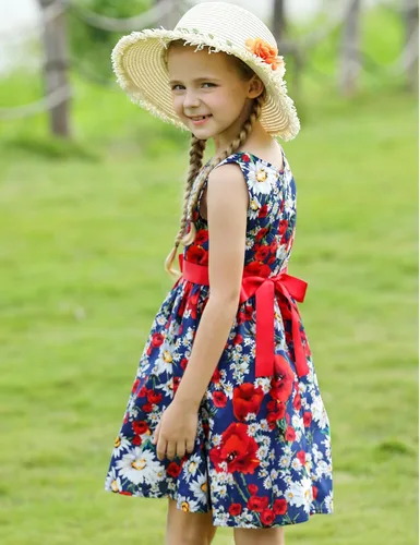 Miniatura 247 de Vestido de verano para niña, de algodón, con diseño floral