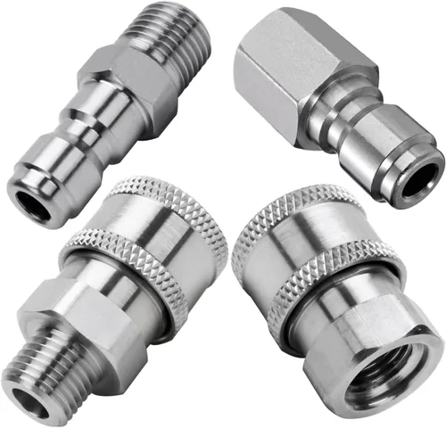 Miniatura 4 de Beduan Adaptador de Lavadora a Presión de Acero Inoxidable 3/8" NPT Macho Conector Rápido Juego de Sociador con Enchufe de QC, 5000 PSI