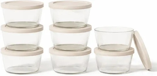 Miniatura 21 de Juego de 8 recipientes de vidrio para almacenamiento de alimentos (4 recipientes + 4 tapas sin BPA), 6.5 tazas, a prueba de fugas, aptos