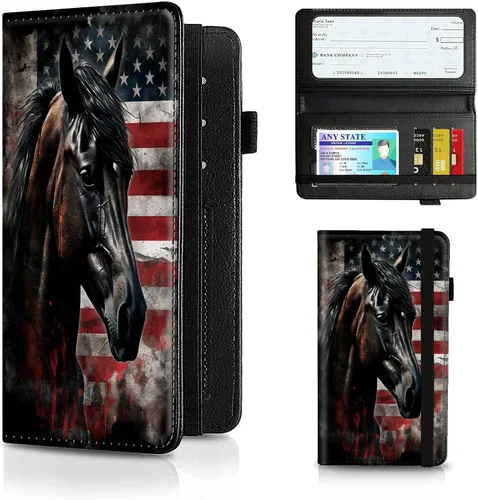 Miniatura 80 de Funda para chequera para hombres y mujeres, cartera de cuero RFID con ranuras para tarjetas de crédito, soporte de cheques duplicados personales