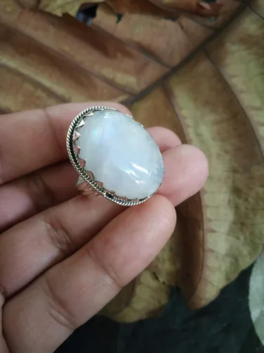 Miniatura 6 de Anillo de piedra lunar arco iris, anillo de plata de ley 925, anillo seguro, regalo del día de la madre, estilo vintage, joyería exquisita, joyería