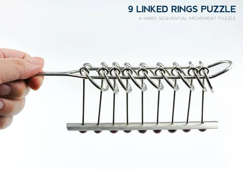 Miniatura 2 de KAILIMENG Rompecabezas de metal con 9 anillos enlazados, rompecabezas duro para adultos, juego mental para adultos y niños, juguete clásico de mano