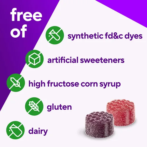 Miniatura 8 de Vitafusion Suplemento vitamínico en gomitas para adultos para hombres, sabor a bayas, A, C, D, E, B6, B12, diario, 120 unidades, suministro para 60
