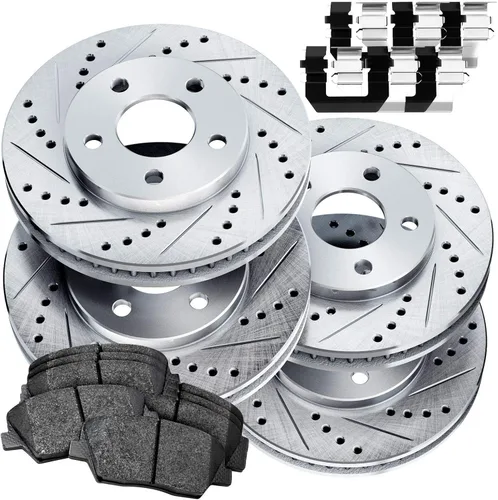 PowerSport - Kit de frenos y rotores delanteros y traseros | Pastillas de freno delanteras y traseras, rotores de freno y pastillas de freno de
