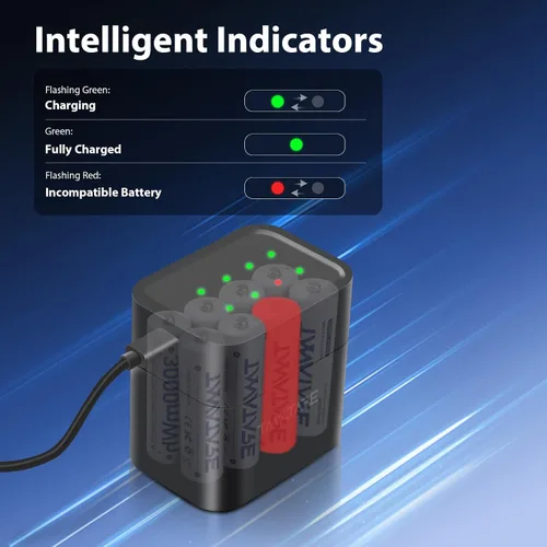 Miniatura 8 de Tanatare Paquete de 8 baterías recargables AA de iones de litio con cargador rápido de 2.5 horas, 3000 mWh 1.5 V de salida constante