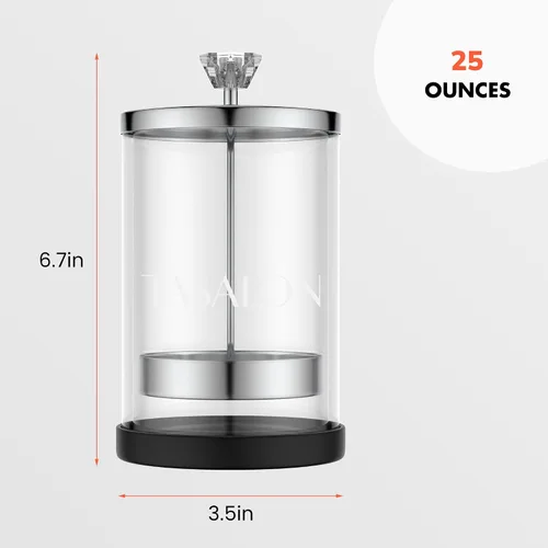 Miniatura 2 de TASALON Tarro de peluquero de 1 a 25 onzas con tapa de acero inoxidable y tarro de vidrio con cesta extraíble, salón o spa de uñas