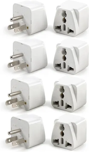 Miniatura 8 de Paquete de 4 adaptadores universales, adaptadores de viaje de enchufe de Europa a EE. UU. (blanco)