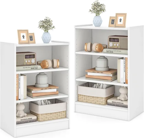 Miniatura 10 de Giantex Estantería de 3 cubos, color marrón, estantería abierta industrial moderna de 3 niveles con estantes ajustables, dispositivo antivuelco