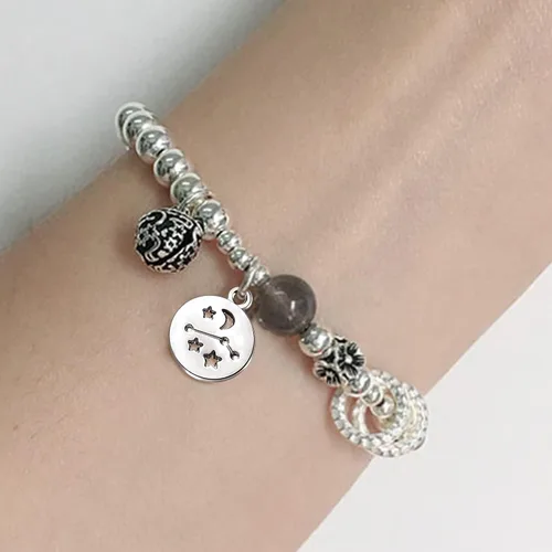 Miniatura 6 de Dijes redondos del signo del zodiaco, con doce constelaciones, dijes de aleación del zodiaco, dijes de doble cara para joyería, aretes, pulseras