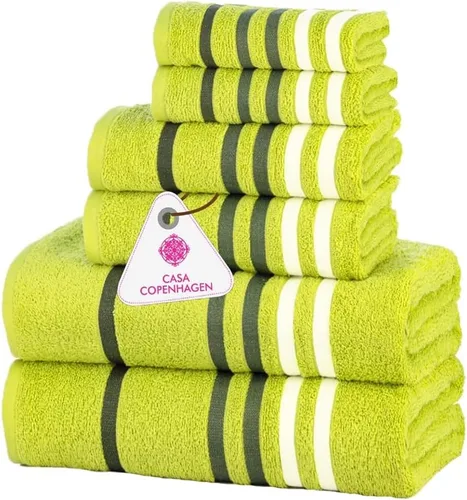 Miniatura 25 de CASA COPENHAGEN Juego de 6 toallas de palomitas de maíz, color azul polvoriento, 21.16 oz/m², 2 toallas de baño, 2 toallas de mano y 2 toallas