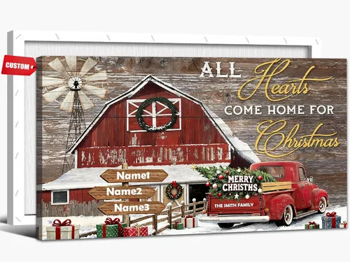 Miniatura 23 de GUTTATY Arte de pared en lienzo de Navidad personalizado, impresiones de lienzo personalizadas con apellido y señales, póster de decoración de pared