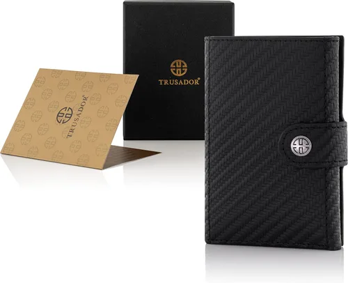 Miniatura 4 de TRUSADOR Venice - Cartera de piel triple para hombre y mujer, con bloqueo RFID, bolsillo frontal, Carbon, Sin bolsillo para monedas