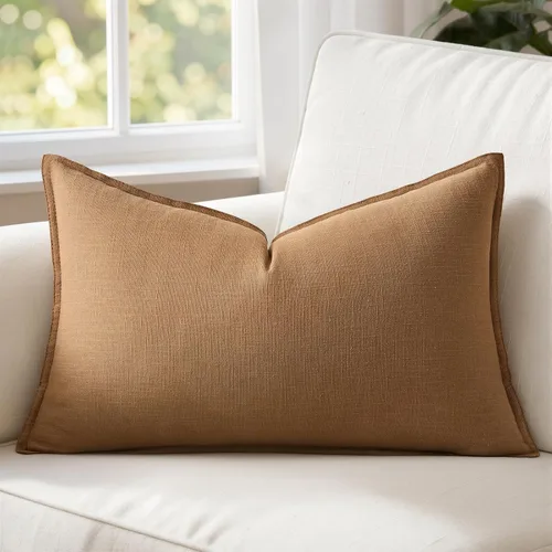 Miniatura 13 de MIULEE Fundas de almohada decorativas de lino de 12 x 20 pulgadas, almohadas neutras bohemias de cenizas azules para cama, paquete de 1 funda