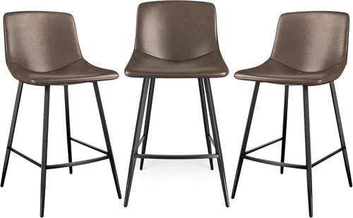 Miniatura 19 de 5Rcom Juego de 2 taburetes de bar de altura de mostrador de 600 libras, taburetes de cocina de 24 pulgadas con respaldo, sillas de bar modernas