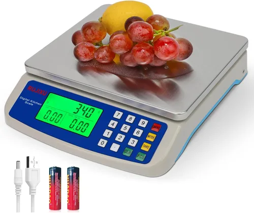 Gran báscula digital de cocina 30KG báscula comercial de alimentos 66LB para hornear pan carne acero inoxidable báscula de cálculo de precios GRIS