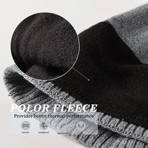 Miniatura 3 de Gorros de forro polar para hombre, resistentes al viento, elásticos, para invierno, para exteriores, esquí, correr