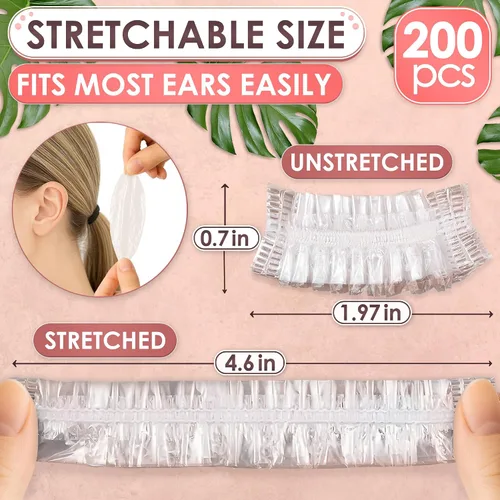 Miniatura 2 de 200 gorros de ducha desechables para orejas, elásticos de 1.97 a 4.6 pulgadas, cubiertas ligeras y desechables para los oídos para la ducha
