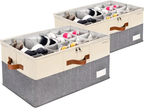 Miniatura 2 de Organizador de zapatos para armario, contenedores de almacenamiento ajustables para zapatos, grandes contenedores plegables de almacenamiento
