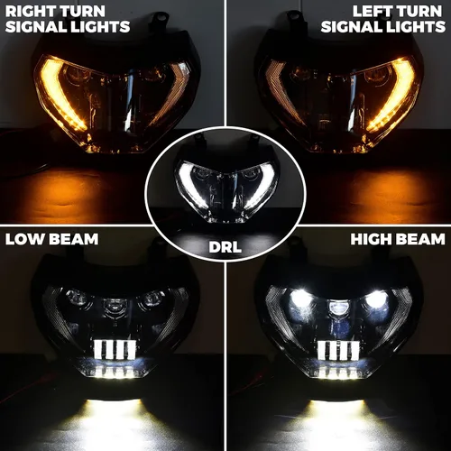Miniatura 2 de Faro LED para Yamaha MT07 MT09 FZ09, Faro Delantero LED Lámpara Frontal con Haz Alto y Bajo Luz de Señal de Giro Luces Blancas de Circulación