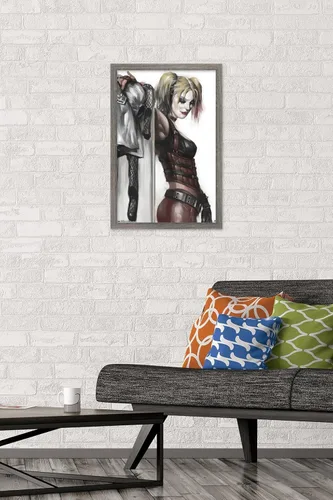 Miniatura 2 de DC Comics - Póster de pared de Harley Quinn, 22.4 pulgadas de largo x 14.7 pulgadas de ancho, versión enmarcada de madera de granero