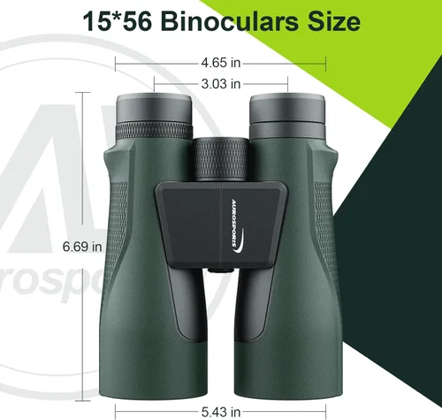 Miniatura 8 de Aurosports Binoculares de alta potencia de 15 x 56 para adultos, binos HD de visión grande con visión clara de poca luz, carcasa no reflectante