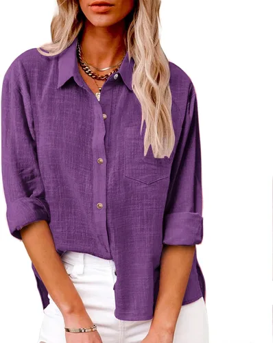 Miniatura 82 de SMIDOW Camisa de algodón y lino con botones para mujer