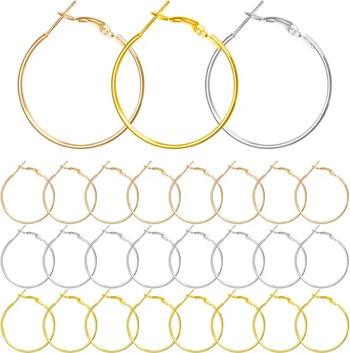 60 aretes redondos de acero inoxidable con cuentas abiertas, para hacer joyas, manualidades, creación de arte (1.575 pulgadas)