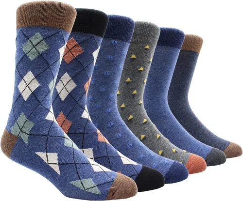 Miniatura 15 de TOEJYJ Calcetines de vestir divertidos para hombre, paquete de calcetines casuales divertidos, coloridos calcetines de algodón a rayas, talla 10-13