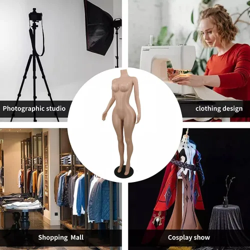 Miniatura 5 de Curvy BBL - Maniquí de cuerpo completo de tamaño grande con soporte ajustable de 65 pulgadas, base de metal, maniquí de vestido femenino realista