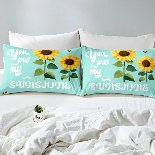 Miniatura 5 de Erosebridal Sábana bajera ajustable de girasol, tamaño individual, con texto en inglés "You are My Sunshine", para adultos, adolescentes y niños