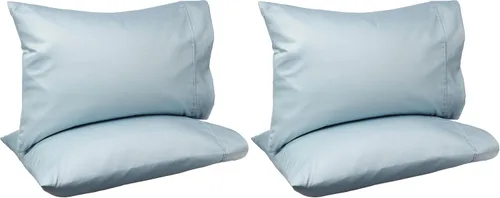 Amazon Basics Juego de 2 fundas de almohada de 400 hilos, 100 % algodón, suaves, tejido satinado, resistentes a las arrugas, tamaño estándar, 20 x
